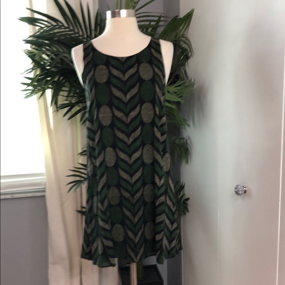 Alice + Olivia Black and Green Halter Sundress 100 % silk